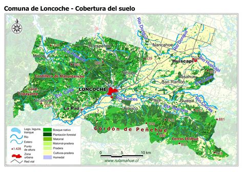 Mapa de Chile destacando la comuna de Loncoche