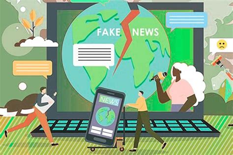 Ilustración gráfica mostrando la propagación de desinformación en redes sociales y su impacto visual.