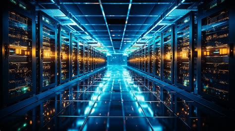 Imagen de un gran centro de datos con filas de servidores, destacando su complejidad y la necesidad de refrigeración.