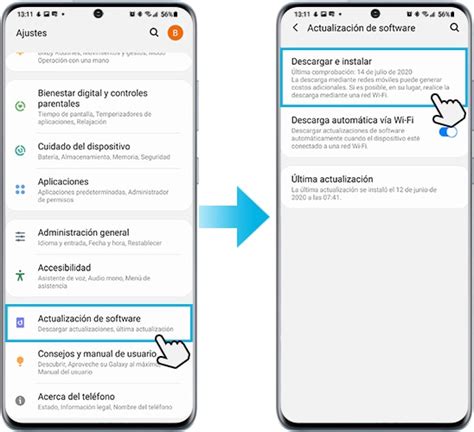 Ilustración de un teléfono Samsung Galaxy recibiendo una actualización de seguridad