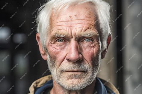 Retrato de un anciano aristócrata con cabello blanco y vestimenta clásica