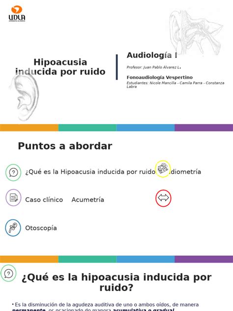 Esquema de las causas y progresión de la hipoacusia inducida por ruido