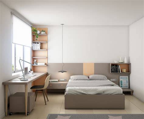 Foto de una habitación individual amoblada con cama, escritorio y baño privado