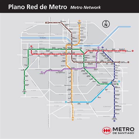 Mapa esquemático de las líneas del Metro de Santiago