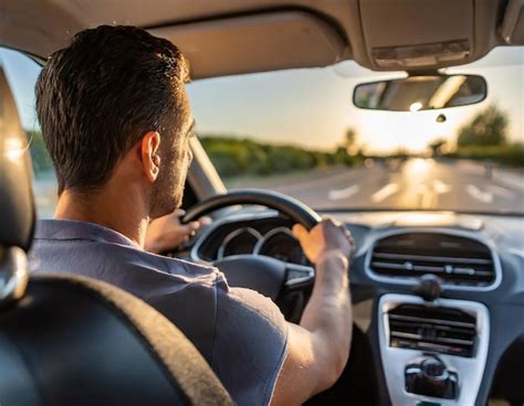 Adulto mayor conduciendo un coche con precaución en una carretera