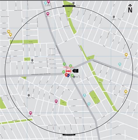 Plano de la estación Metro Cardenal Caro y sus alrededores