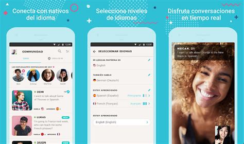 Infografía: cómo funciona la aplicación Tandem con iconos de chat, vídeo, corrección y traducción