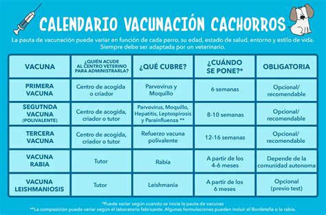 calendario de vacunación para cachorros de perro