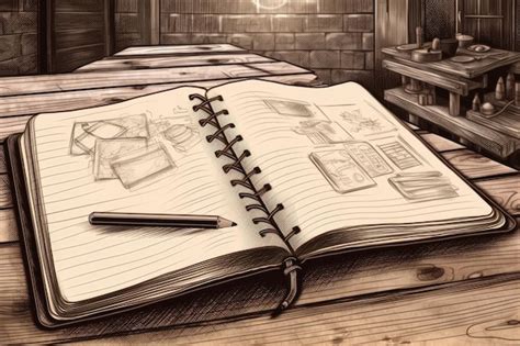 Cuaderno abierto y bolígrafo sobre una mesa de madera