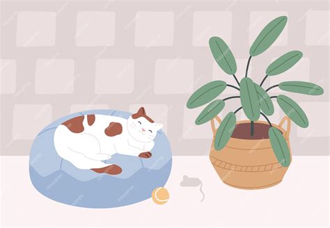 Ilustración de un gato relajado en una suite individual