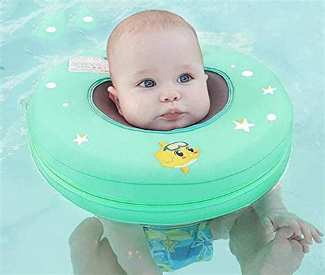 Esquema de un flotador de cuello para bebés, mostrando su colocación