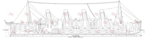 Plano de la cubierta de botes del Titanic, mostrando la ubicación de los botes salvavidas