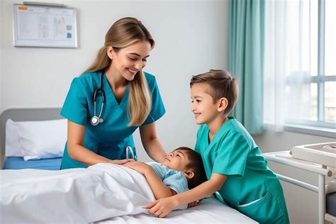 Niños jugando a ser enfermeros con sus credenciales