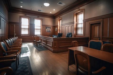 Foto de una sala de tribunal con un juez y abogados
