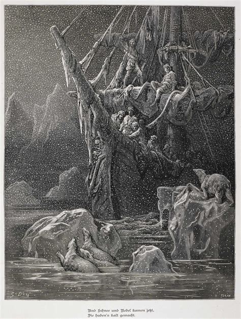 Ilustración de Gustave Doré para The Rime of the Ancient Mariner (encuentro con la Muerte y la Vida en Muerte)