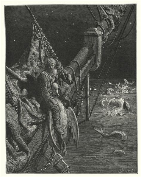 Ilustración de Gustave Doré para The Rime of the Ancient Mariner (el barco en el hielo o la bendición de las criaturas marinas)