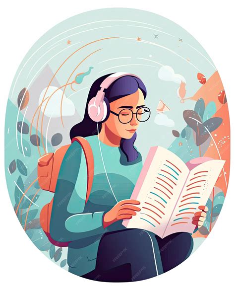 Una persona mayor con discapacidad visual escuchando un audiolibro con auriculares