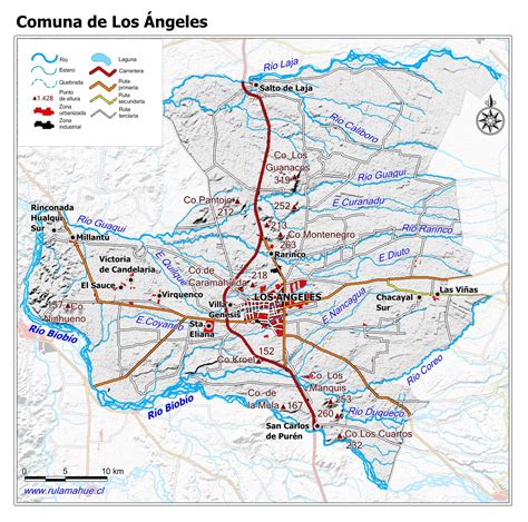 Mapa de la zona de Los Ángeles, Chile, destacando las calles Los Carrera, Condell, O’Higgins, Freire, Eleuterio Ramírez, Plaza Pinto y Paillihue.