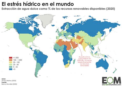 Mapa de regiones con estrés hídrico extremo