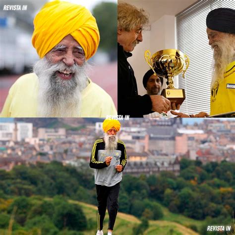Fauja Singh corriendo en una maratón con su dorsal