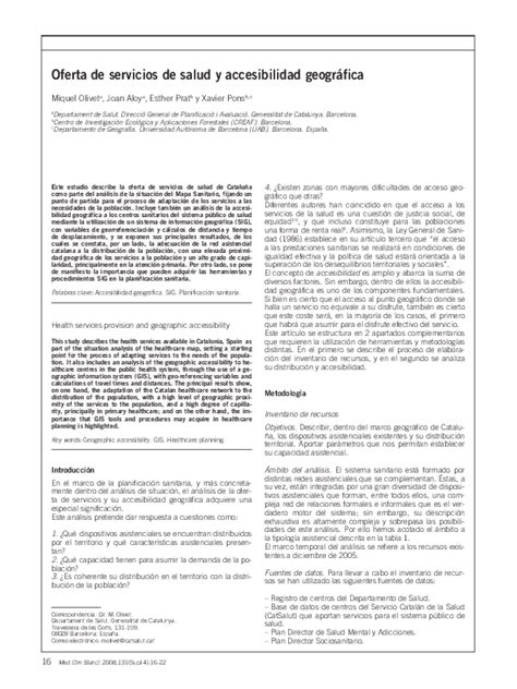 Mapa conceptual de accesibilidad geográfica a servicios de salud