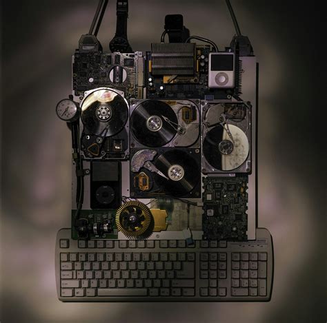 Ilustración de un ordenador con varias ayudas técnicas conectadas, como un teclado adaptado, un ratón especial y un micrófono.