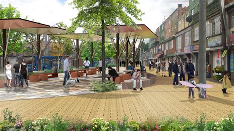 Fotografía de una plaza o espacio público en La Pintana, mostrando la vida comunitaria.