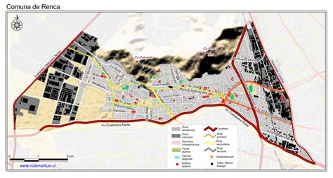 Mapa de la comuna de Renca en Santiago de Chile, destacando las ubicaciones de los colegios mencionados