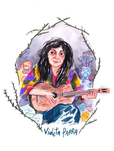 Ilustración de la infancia de Violeta Parra en el campo chileno.