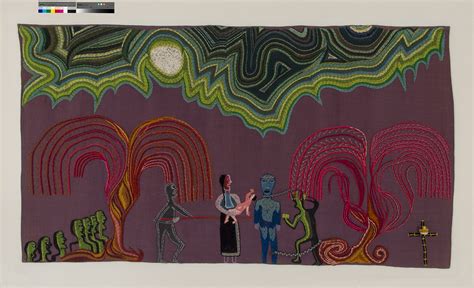 Arpilleras creadas por Violeta Parra, mostrando su habilidad en el arte textil.