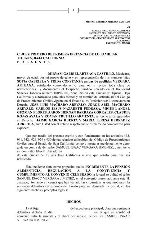 Ejemplo de formulario de demanda para aumento de pensión