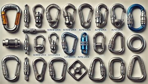 Variedad de hebillas y mosquetones para sujetar diferentes tipos de accesorios