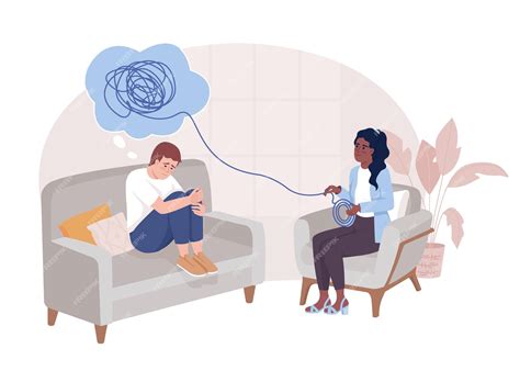 Ilustración de una persona o pareja en sesión de terapia con un profesional de la salud mental