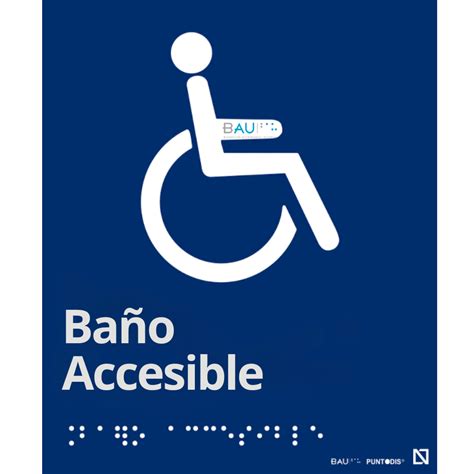 esquema de instalación de señalización de baño accesible