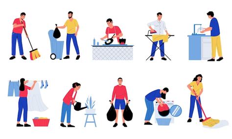 Mujeres y hombres adultos mayores trabajando en labores de limpieza o similares