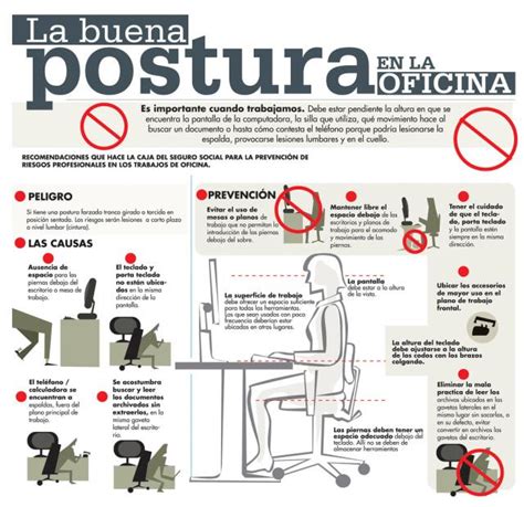 Infografía sobre posturas ergonómicas en el trabajo