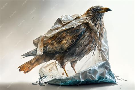 Imagen de un pájaro atrapado en plástico en el océano, ilustrando el impacto de la contaminación plástica en la fauna marina.