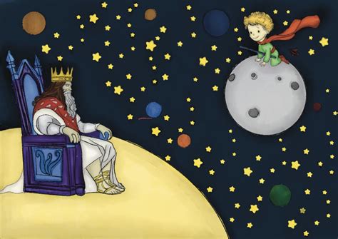 Ilustración de El Principito hablando con el Rey