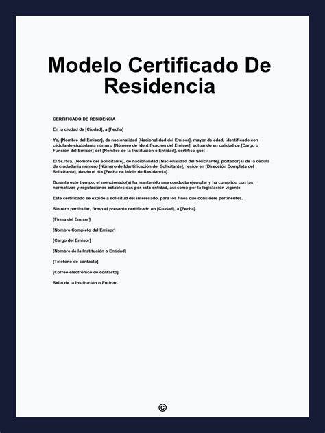 Esquema de las partes que componen un certificado de residencia