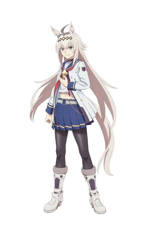 Fotografía de Oguri Cap (caballo) y su representación como personaje de Uma Musume