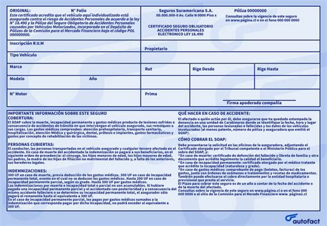 Certificado SOAP y vehículo motorizado en Chile