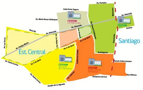 Mapa de un CESFAM con señalización de SOME Central y Satélite
