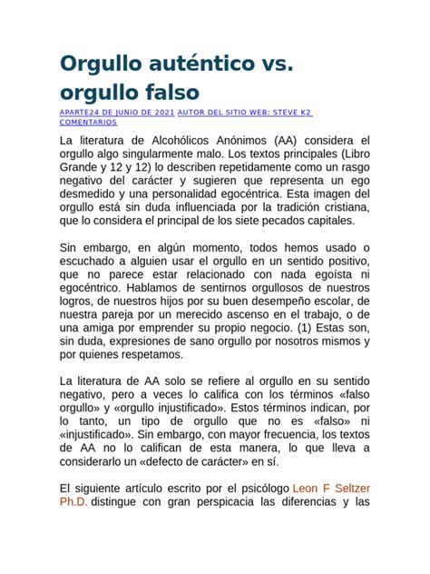 Infografía comparativa entre el orgullo auténtico y el orgullo hubrístico.