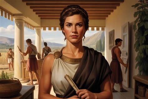 Recreación artística de mujeres espartanas participando en actividades físicas