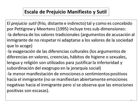 Esquema: Diferencias entre prejuicio manifiesto y sutil