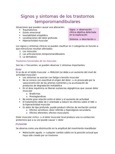 Infografía detallando los síntomas comunes de los trastornos temporomandibulares, con iconos representativos para cada síntoma.