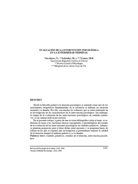 Esquema de las categorías de intervenciones psicológicas en cuidados paliativos