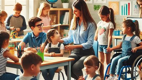 Docente aplicando estrategias constructivistas en un aula inclusiva