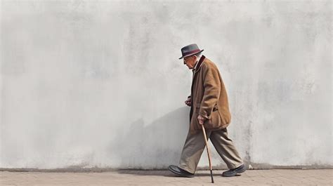 Ilustración o fotografía artística de un anciano caminando tranquilamente con un paraguas abierto, quizás bajo una lluvia ligera