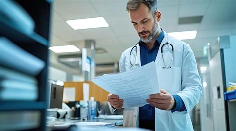 Ilustración de un médico revisando documentos médicos
